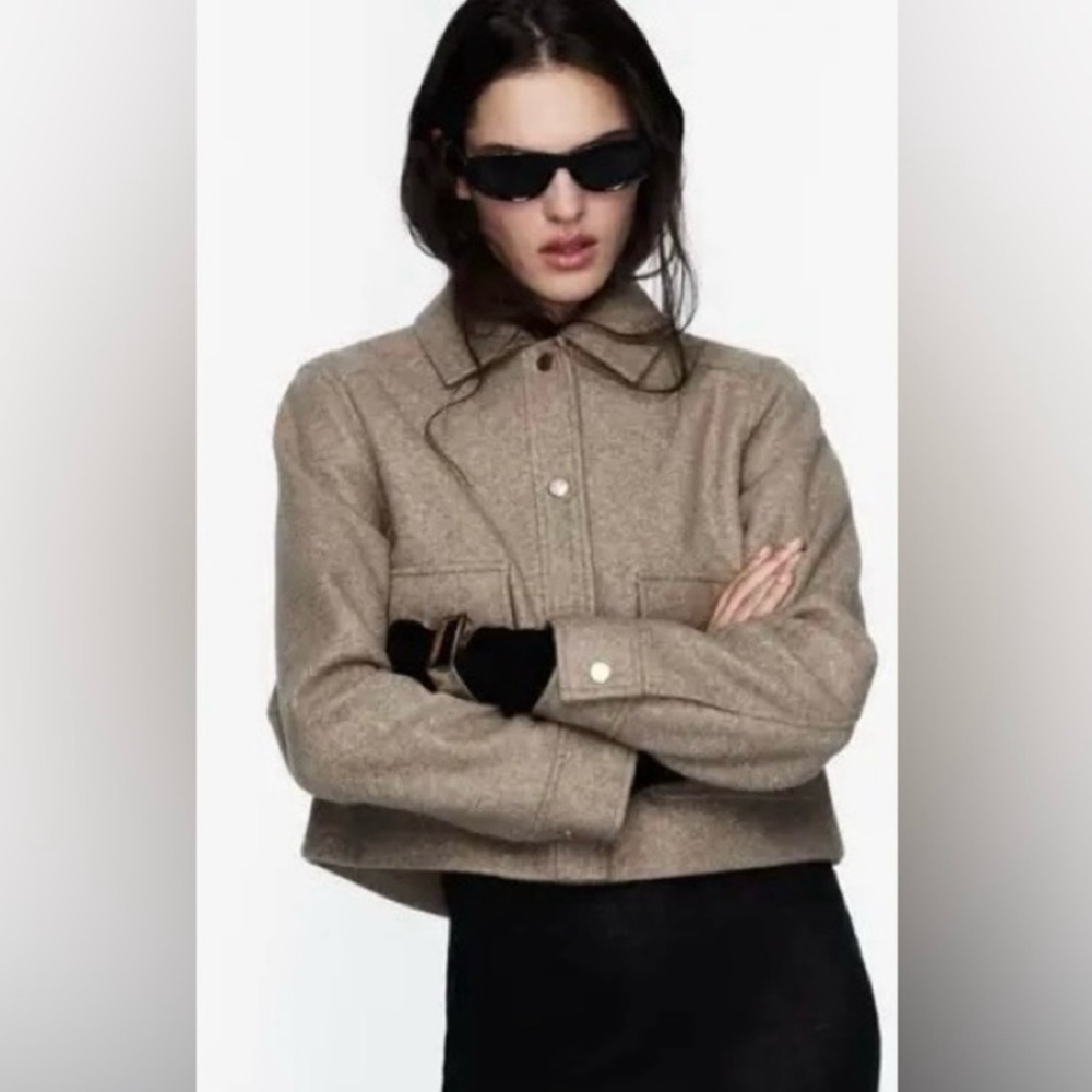 Zara Women’s Small Cropped Camel Jacket - Picture 2 of 9